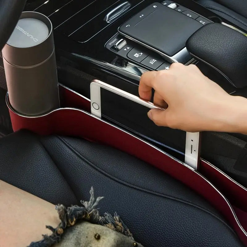 2Pcs Car Seat Gap Filler Organizer- Upgrade Car Side Seat Gap Filler with Cup Holder and Phone Holder- Car Seat Gap Organizer Car Accessories
